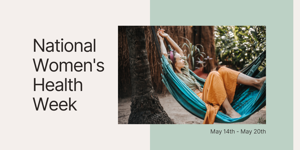 National Women't Health Week. Woman in hammock.